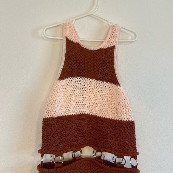 Lilly’s Kloset Women’s Pink & Brown Striped Knit Dress Size Small - Picture 2 of 11